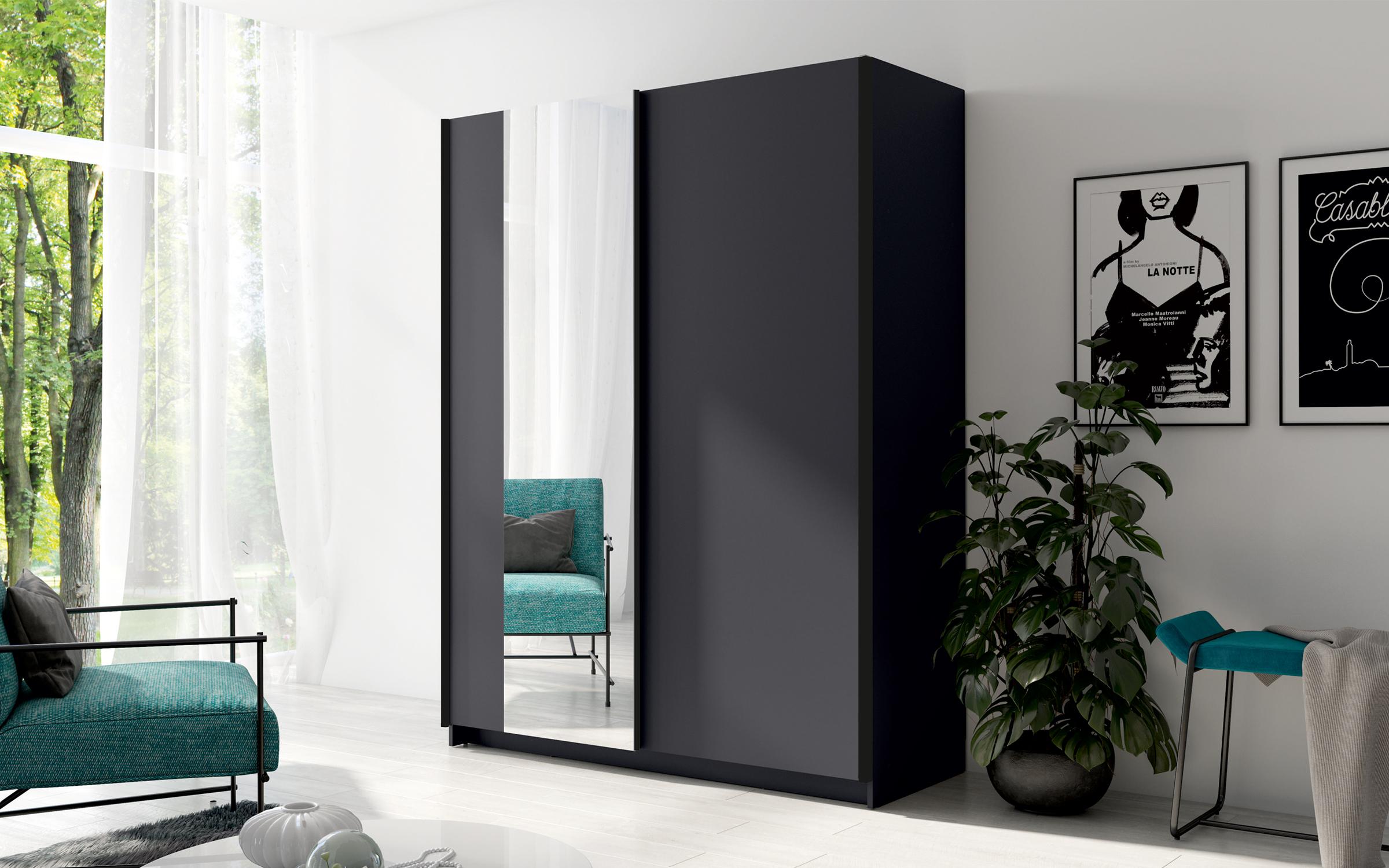 Dulap cu usi glisante Ties 150 II, gri grafit  1